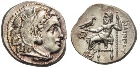 KINGS of MACEDON. Philip III Arrhidaios, 323-317 BC. Drachm (Silver, 16mm, 4.24 g 11), Kolophon. Head of Herakles to right in lionskin headdress. Rev....