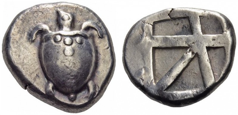 ISLANDS off ATTICA, Aegina. Circa 480-457 BC. Stater (Silver, 21mm, 12.28 g). Se...