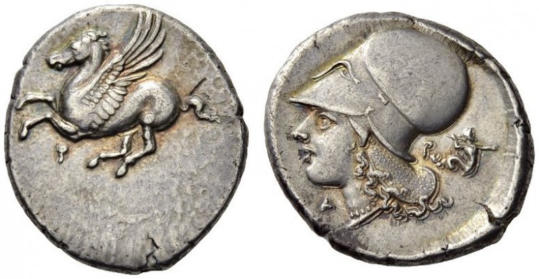 CORINTHIA, Corinth. Circa 375-300 BC. Stater (Silver, 25mm, 8.60 g 3). Ϙ Pegasus...