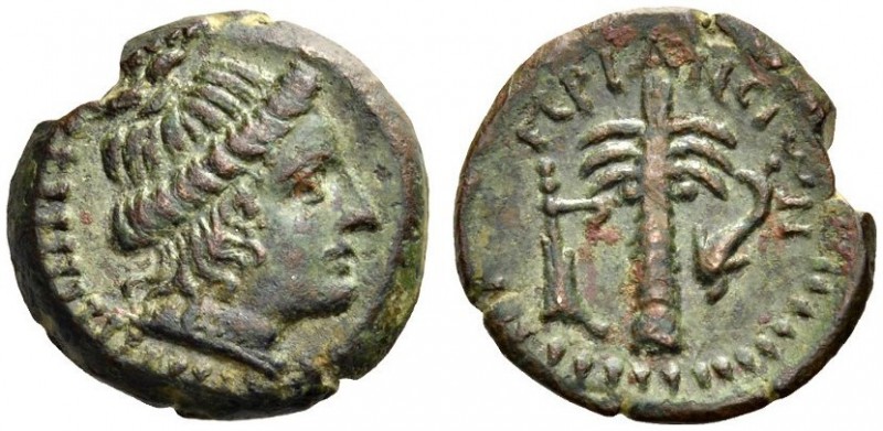 CRETE, Priansos. Circa 320-270 BC. Dichalkon (Bronze, 18mm, 5.24 g 11). Head of ...
