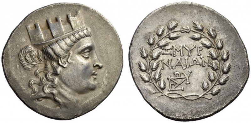 IONIA, Smyrna. Circa 155-145 BC. Tetradrachm (Silver, 30mm, 16.48 g 12). Turrete...