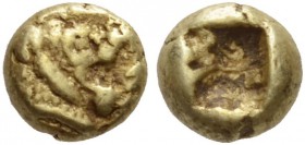 KINGS of LYDIA. Alyattes II, circa 610-560 BC. Hemihekte (Electrum, 6mm, 1.12 g), Sardes. Valvel (traces) Head of lion with open jaws to right (but pr...