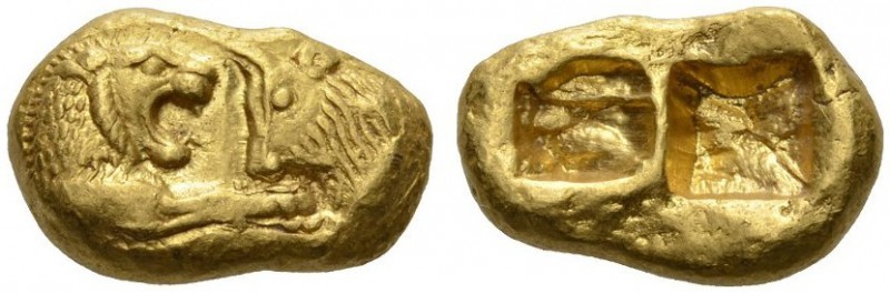 KINGS of LYDIA. Kroisos, circa 560-546 BC. Heavy Stater (Gold, 18x10mm, 10.78 g)...