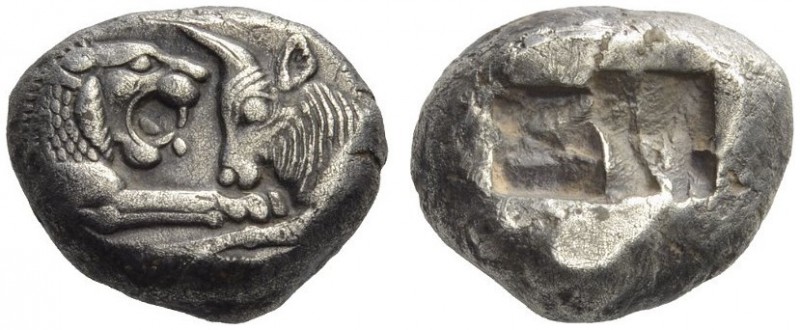 KINGS of LYDIA. Kroisos, Circa 560-546 BC. Stater (Silver, 18x14mm, 10.66 g), Sa...