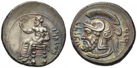 CILICIA, Tarsos. Pharnabazos, 380-374/3 BC. Stater (Silver, 23mm, 10.83 g 1), c. 380-379. B’LTRZ Baaltars seated left on backless throne, with his tor...