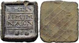 Syro-Palestinian area. 45/4 BC. Weight of 1/2 Mina (Lead, 62x68mm, 127.32 g), S.E. 268. L ΗΞΡ [x]Ρ/ΗΜΙ Μ/ΝΑΙΟΝ Inscription of three lines, each within...