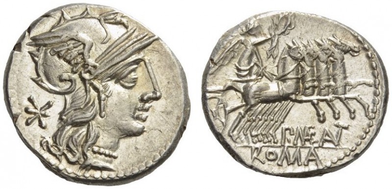 P. Maenius Antiacus M.f, 132 BC. Denarius (Silver, 19mm, 3.91 g 11), Rome. Helme...