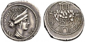 C. Considius Nonianus, 56 BC. Denarius (Silver, 18mm, 4.02 g 6), Rome. C.CONSIDI.NONIANI / S.C Laureate, diademed and draped bust of Venus to right, w...