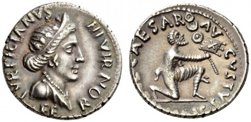 Augustus, 27 BC-AD 14. Denarius (Silver, 18mm, 3.30 g 4), Rome, under P. Petroni...