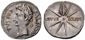 Augustus, 27 BC-AD 14. Denarius (Silver, 20mm, 3.84 g 6), Spanish mint (Colonia Caesaraugusta?), 19-18 BC. AVGVSTVS CAESAR Head of Augustus to left, w...