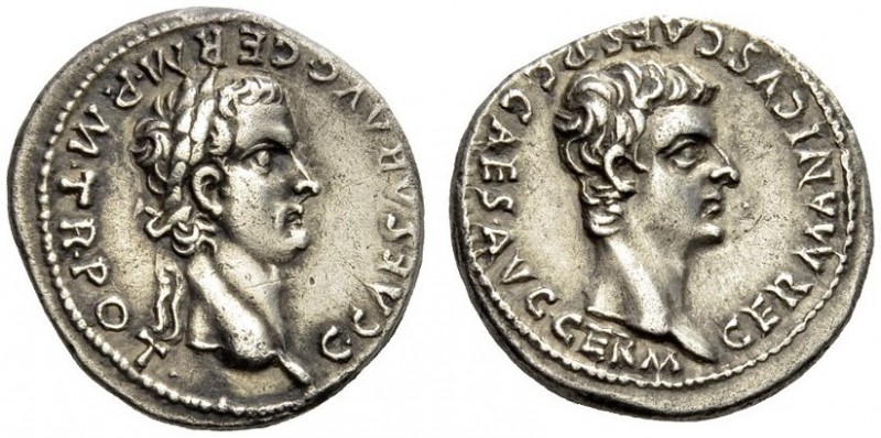 Gaius (Caligula), with Germanicus, 37-41. Denarius (Silver, 19mm, 3.54 g 4), Rom...