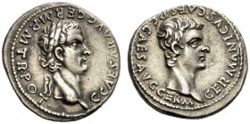 Gaius (Caligula), with Germanicus, 37-41. Denarius (Silver, 19mm, 3.54 g 4), Rome, 37-38. C CAESAR AVG GERM P M TR POT Laureate head of Gaius to right...