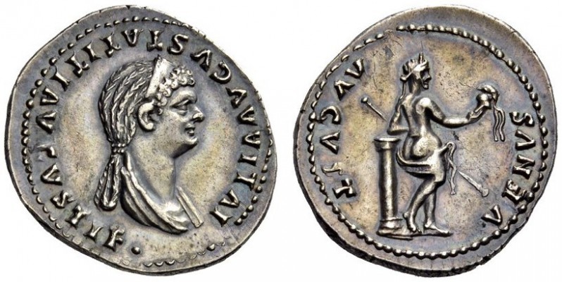 Julia Titi, Augusta, 79-90/1. Denarius (Silver, 21mm, 3.58 g 6), Rome, 80-81. IV...