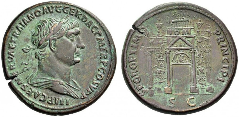 Trajan, 98-117. Sestertius (Orichalcum, 34mm, 29.10 g 6), Rome, c. 103-104. IMP ...