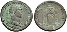 Trajan, 98-117. Sestertius (Orichalcum, 34mm, 29.10 g 6), Rome, c. 103-104. IMP CAES NERVAE TRAIANO AVG GER DAC P M TR P COS V P P Laureate and draped...