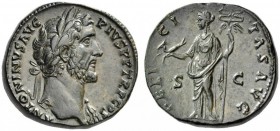 Antoninus Pius, 138-161. Sestertius (Orichalcum, 29mm, 25.83 g 12), 140-143/4. ANTONINVS AVG PIVS P P TR P COS III Laureate head of Antoninus Pius to ...