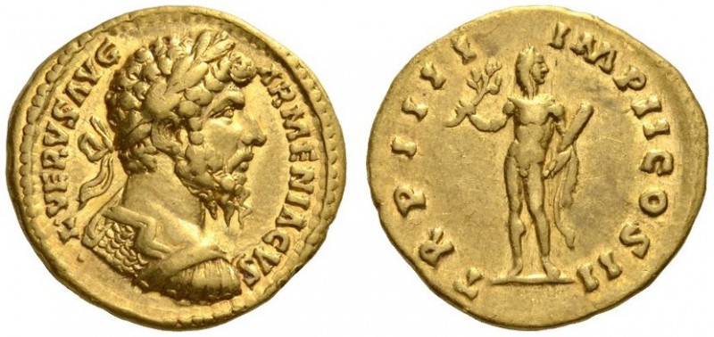 Lucius Verus, 161-169. Aureus (Gold, 19mm, 7.20 g 12), Rome, 163-164. L VERVS AV...