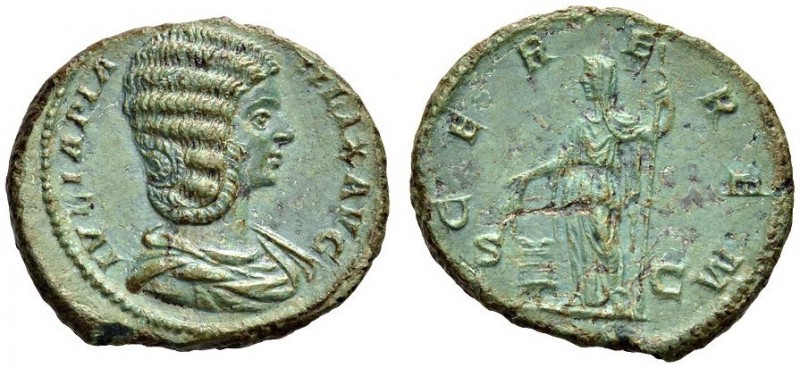 Julia Domna, Augusta, 193-217. As (Copper, 25mm, 7.48 g 12), Rome, 212. IVLIA PI...