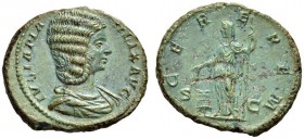 Julia Domna, Augusta, 193-217. As (Copper, 25mm, 7.48 g 12), Rome, 212. IVLIA PIA FELIX AVG Draped bust of Julia Domna to right. Rev. CEREREM / S - C ...