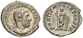 Macrinus, 217-218. Denarius (Silver, 20mm, 3.33 g 6), Rome, March-June 218. IMP C M OPEL SEV MACRINVS AVG Laureate and cuirassed bust of Macrinus to r...