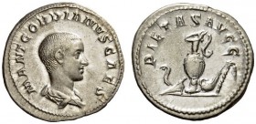 Gordian III, as Caesar, 238. Denarius (Silver, 19mm, 3.03 g 6), Rome, 22 April - 29 July, 238. M ANT GORDIANVS CAES Bare-headed and draped bust of Gor...