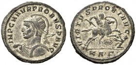 Probus, 276-282. Antoninianus (Billon, 23mm, 4.87 g 12), Serdica. IMP C M AVR PROBVS P AVG Radiate, helmeted, and cuirassed bust of Probus to left, ho...