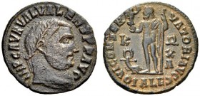 Valerius Valens, 316-317. Follis (Bronze, 19mm, 2.85 g 12), Alexandria, first officina. IMP C AVR VAL VALENS P F AVG Laureate head of Valens to right....