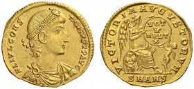 Constans, 337-350. Solidus (Gold, 21mm, 4.46 g 12), Antioch, 338-339. FL IVL CONS-STANS PERP AVG Draped and cuirassed bust of Constans to right, weari...