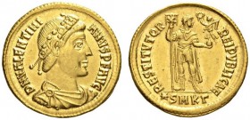 Valentinian I, 364-375. Solidus (Gold, 20 mm, 4.46 g 6), Cyzicus, 364-367. D N VALENTINI - ANVS P F AVG Rosette-diademed, draped and cuirassed bust of...