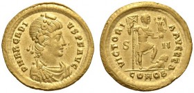 Arcadius, 383-408. Solidus (Gold, 21mm, 4.37 g 1), Uncertain military mint - “Sirmium”, 1st officina, 393-395. D N ARCADI - VS P F AVG Draped and cuir...