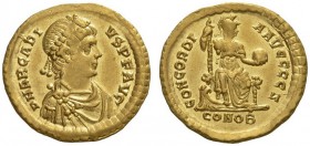 Arcadius, 383-408. Solidus (Gold, 21mm, 4.50 g 1), Constantinople, 7th officina, c. mid 380s - 387, or in the early 390s. D N ARCADI - VS P F AVG Pear...