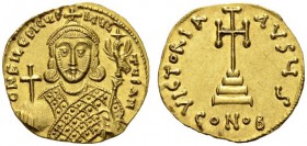 Philippicus (Bardanes), 711-713. Solidus (Gold, 20mm, 4.44 g 6), Constantinople, 6th officina. d N FILEPICUS MULTUS AN Crowned bust of Philippicus fac...