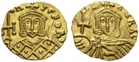 Nicephorus I, with Stauracius, 802-811. Solidus (Gold, 17mm, 3.80 g 6), uncertain Sicilian mint, probably Syracuse, 803-810 (but probably c. December ...