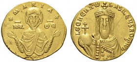 Leo VI the Wise, 886-912. Solidus (Gold, 19mm, 4.31 g 7), ca. 900-912. +MARIA+ Veiled bust of the Virgin facing, orans, wearing tunic and maphorion; t...