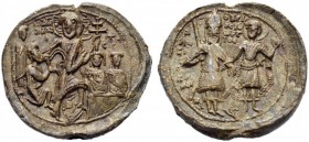 Alexius Comnenus, 12th century. Seal or Bulla (Lead, 39mm, 44.85 g 12), an official seal of a non-imperial member of the Comnenus family. Η ΑΓΙ/Α ΑΝ/Α...