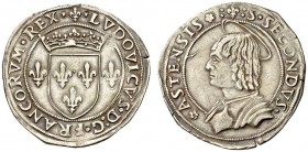 Italy, Asti. Louis XII, King of France and Lord of Asti. 1498-1514. Mezzo Testone (Silver, 28mm, 3.82 g 5), 1498-1508. ( lis ).LVDOVICVS.D:G.FRANCORVM...