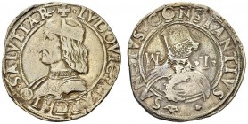 Italy, Carmagnola. Ludovico II Marquis of Saluzzo, 1475-1504. Cornuto or Grosso da 12-15 Soldi (Silver, 28mm, 7.98 g 1), undated. ☩LVDOVIC’MARCHIO’SAL...