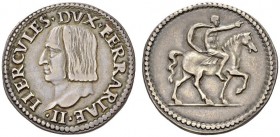 ITALY, Ferrara. Ercole I d'Este. 1471-1505. Testone (Silver, 33mm, 9.57 g 4), struck from dies engraved by Giannantonio da Foligno, 1502-1504. HERCVLE...