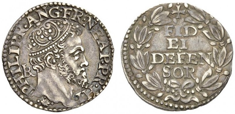 Italy, Kingdom of Naples. Philip II of Spain. 1554-1598. Carlino (Silver, 22mm, ...