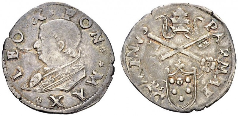 Italy, Parma. Leo X (Giovanni de’ Medici). 1513-1521. Giulio (Silver, 28mm, 3.81...