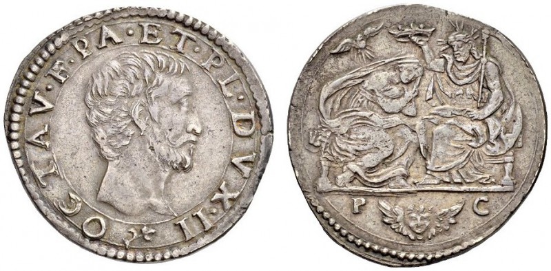 Italy, Parma, Duchy. Ottavio Farnese. 1547-1586. Quarto di scudo (Silver, 27mm, ...