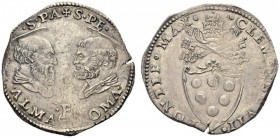 ITALY, Papal States. Clement VII (Giulio de’Medici). 1523-1534. Doppio Giulio (Silver, 30mm, 7.59 g 3), Rome. CLEMENS VII PONTIF MAX Tiara and crossed...