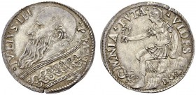Italy, Rome. Julius III (Giovanni Maria Ciocchi del Monte). 1550-1555. Giulio (Silver, 27mm, 3.29 g 6), mintmaster Bartolomeo Canobio, year II = 1551-...