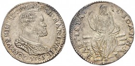 ITALY, Tuscany. Duchy of Florence and Siena . Cosimo I de’ Medici, 1555-1569. Testone (Silver, 31mm, 9.28 g 1), Florence, 1565. COSMVS MED FLOREN ET S...