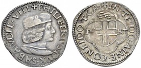 Italy, Savoy. Filiberto II, Duke. 1497-1504. Testone (Silver, 29mm, 9.58 g 5), Turin, mintmaster Giacomo Cassino (1500/1503-1506). ☩PHILIBERTVS.DVX.SA...