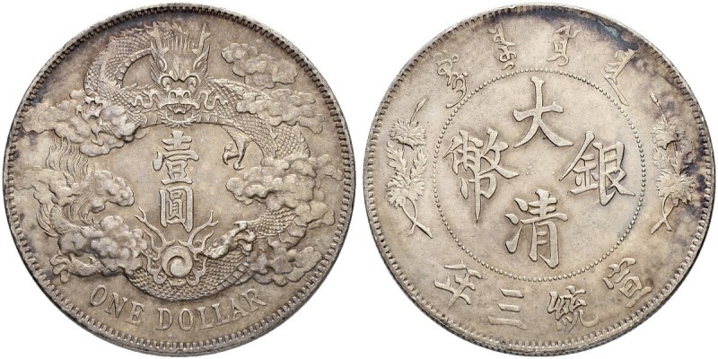 CHINA. Kaiserreich. Dollar 1911. 26.79 g. Kann 227. KM 31. Sehr selten in dieser...