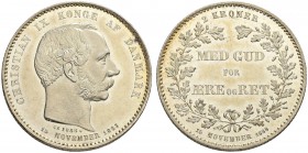 DÄNEMARK. Christian IX. 1863-1906. 2 Kroner 1888, Kopenhagen. Auf das 25. Regierungsjubiläum. 15.02 g. Hede 3. Fast FDC / About uncirculated.