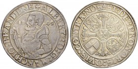 DEUTSCHLAND. Brandenburg-Franken, Markgrafschaft. Albrecht der Jüngere, 1527-1554, allein seit 1543. Taler 1548, Erlangen. 28.45 g. von Schrötter 740....