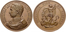 DEUTSCHLAND. Deutscher Orden. Wilhelm, Erzherzog von Österreich 1827-1894, Großmeister des Deutschen Ritterordens. Bronzemedaille 1863. Auf seine Inth...