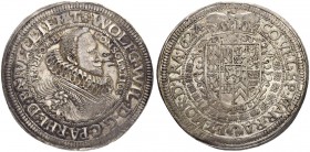 DEUTSCHLAND. Pfalz. Neuburg, Herzogtum. Wolfgang Wilhelm, 1614-1625. Taler 1624, Kallmünz. 29.08 g. Noss 332. Dav. 7166. Kleines Zainende / Minor edge...
